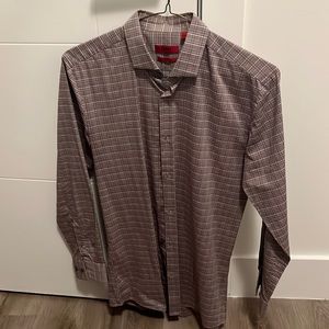 Hugo Boss (Slim Fit) Plum/Maroon Button-Down Dress Shirt (Size: 38, 15, 32/33)